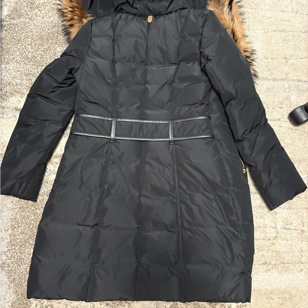 Mackage Odessa Black Down Parka with Brown Faux Fur Trim Hood - Picture 5 of 7